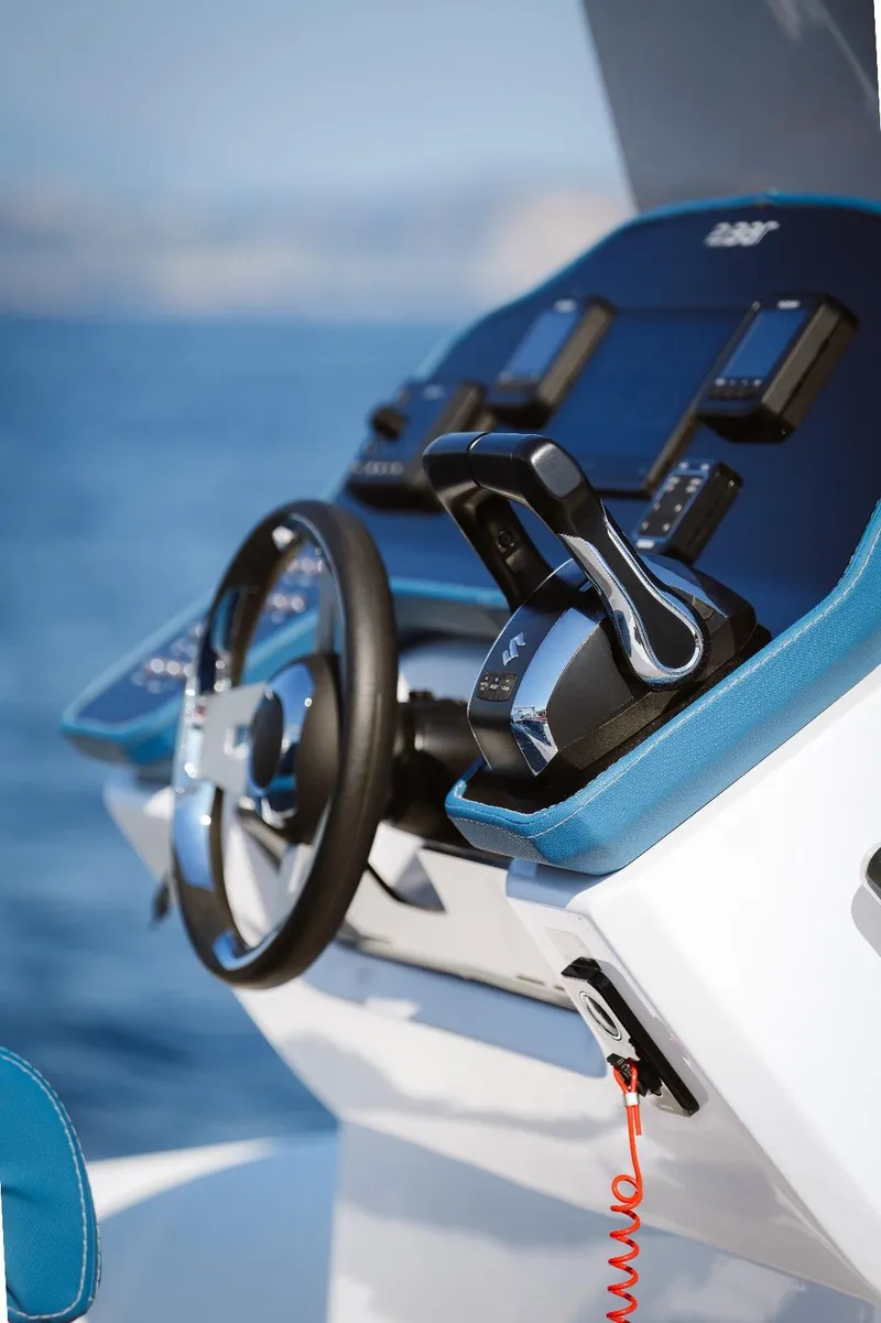 Slide: The Image of 2025 2 Bar 8.2 boat control panel with steering wheel and throttle - 16