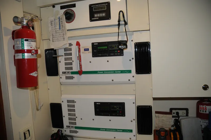 Slide: The Image of Electrical control panel in a 2001 Cheoy Lee Expedition 70 yacht. - 24