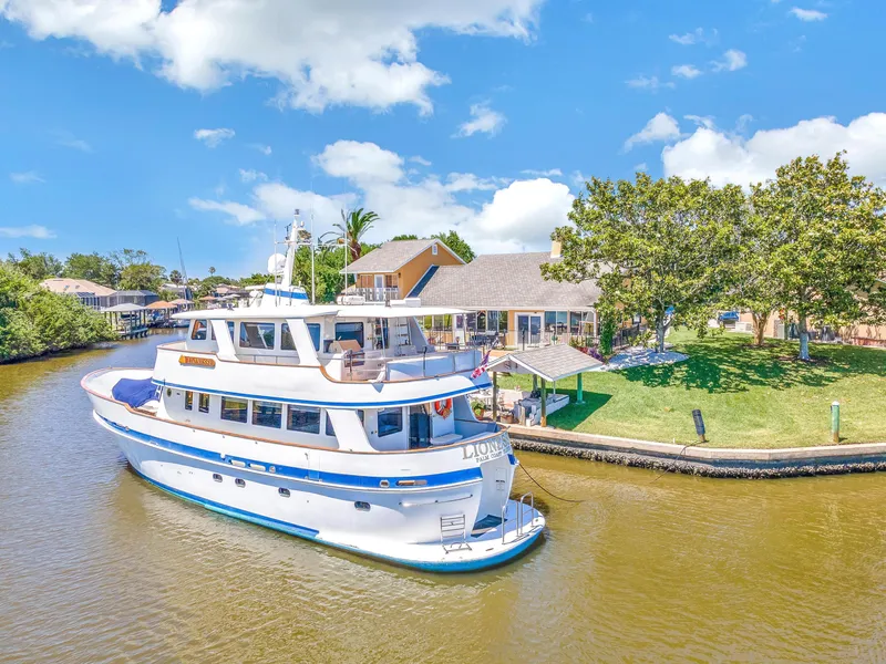 Slide: The Image of Cheoy Lee Expedition 70 yacht from 2001 cruising on a scenic waterway. - 48
