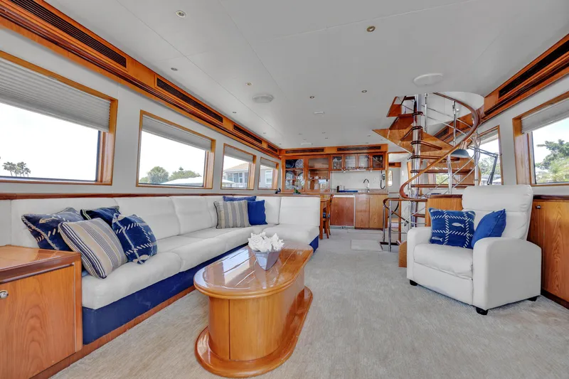 Slide: The Image of Luxurious interior of 2001 Cheoy Lee Expedition 70 yacht with elegant furnishings. - 7