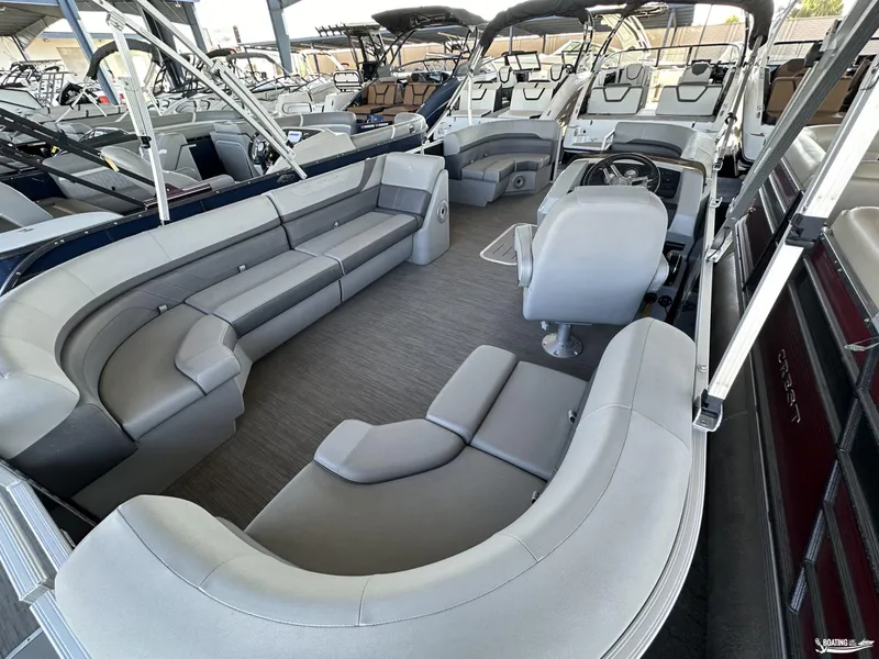 Slide: The Image of 2023 Bennington 21SXSRC pontoon boat interior with spacious seating and modern design. - 8
