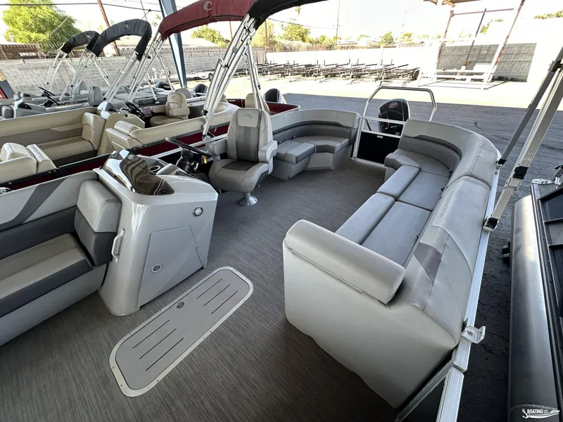 Slide: The Image of 2023 Bennington 21SXSRC pontoon boat interior with spacious seating and modern design. - 9