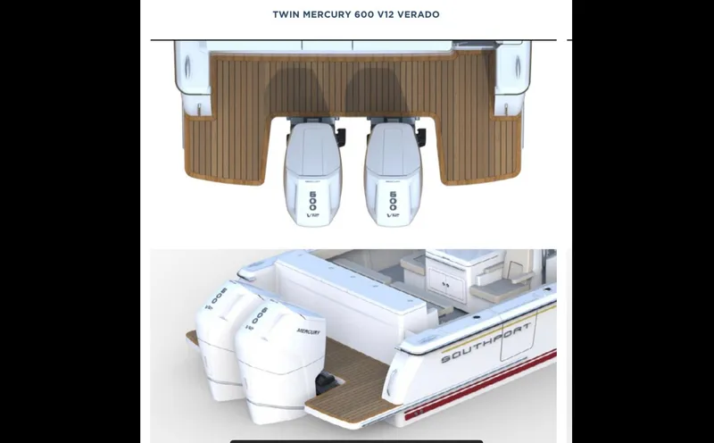 Slide: The Image of 2024 Southport 38 FE with twin Mercury 600 V12 Verado engines. - 6