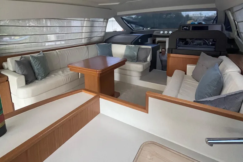 Slide: The Image of Luxurious interior of 2012 Ferretti Yachts 530 with elegant seating and modern design. - 4