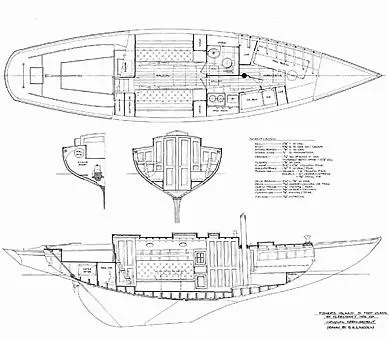 Slide: The Image of Blueprint of 1929 Herreshoff Fishers Island 31 sailboat, showcasing detailed interior layout and design. - 27