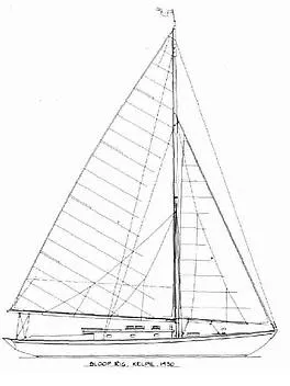 Slide: The Image of Line drawing of a 1929 Herreshoff Fishers Island 31 sailboat, side view. - 28