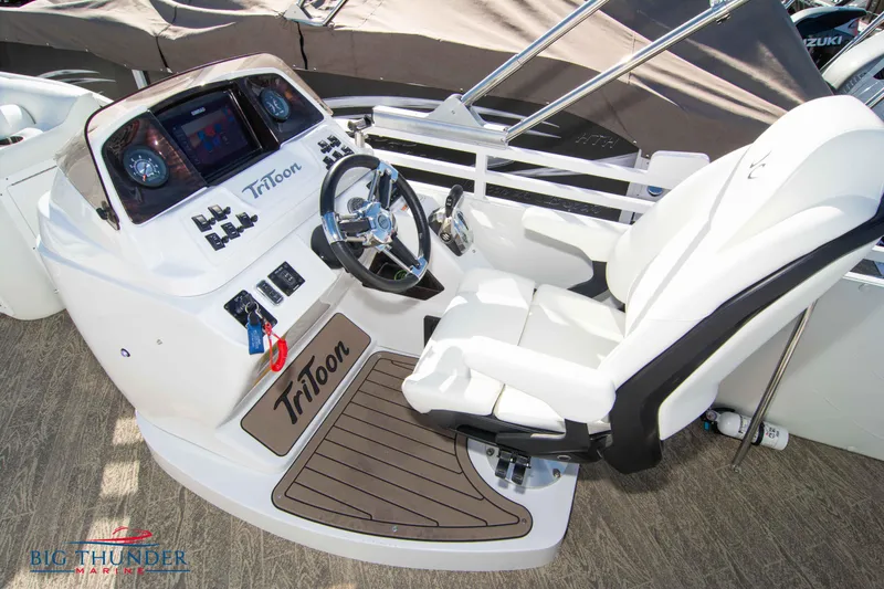 Slide: The Image of 2022 JC NEPTOON 27 TT SPORT boat cockpit with steering wheel and control panel. - 35