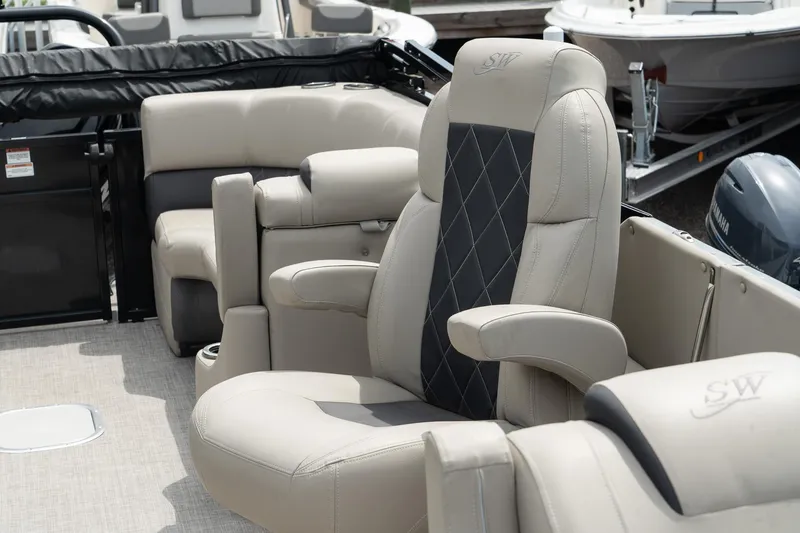 Slide: The Image of 2023 Silver Wave 2410 SW3 CLS boat interior with luxurious seating. - 16