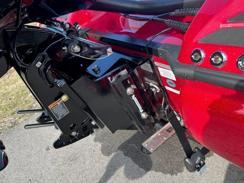 Slide: The Image of Close-up of a 2023 Nitro Z20 Pro boat's engine mount and components. - 11