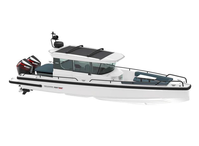 Slide: The Image of 2022 BRABUS Shadow 500 Cabin boat, sleek design, white exterior, modern features. - 48