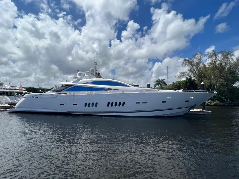 The Image of 2007 Sunseeker Predator 108 luxury yacht docked on a sunny day. - 0