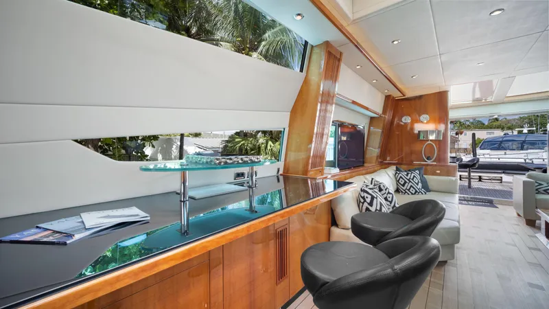 Slide: The Image of Luxurious interior of 2007 Sunseeker Predator 108 yacht with modern furnishings. - 26