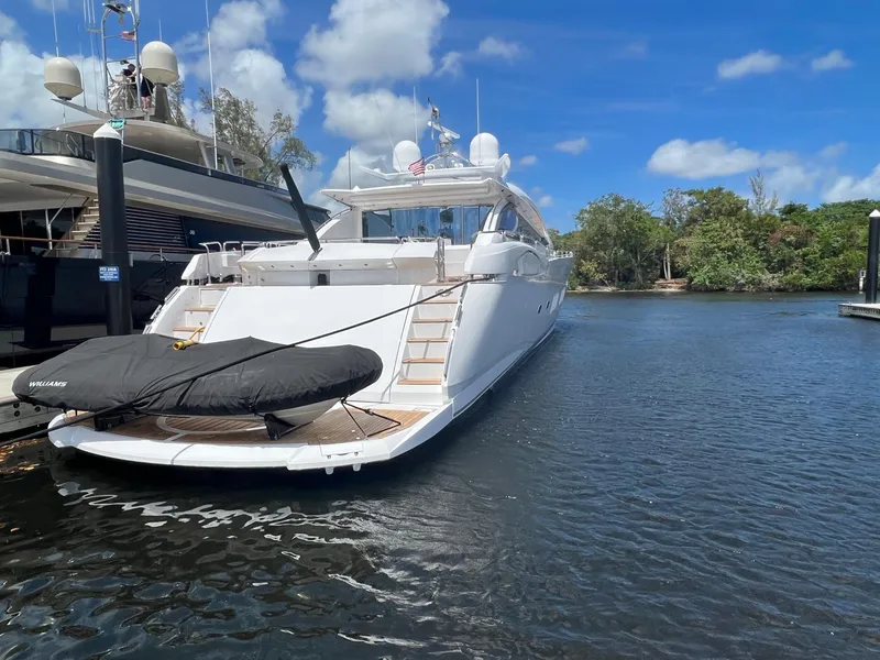 Slide: The Image of 2007 Sunseeker Predator 108 yacht docked in a marina. - 3