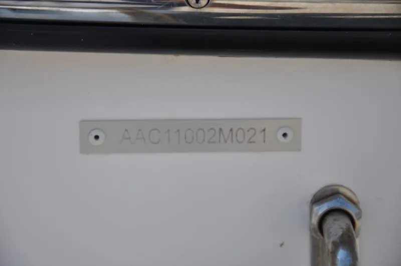 Slide: The Image of Serial number plate on a 2021 Century Coronado boat. - 29