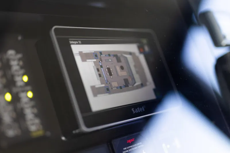 Slide: The Image of Control panel display on 2018 Sunreef 68 Supreme yacht, showing layout and system status. - 33