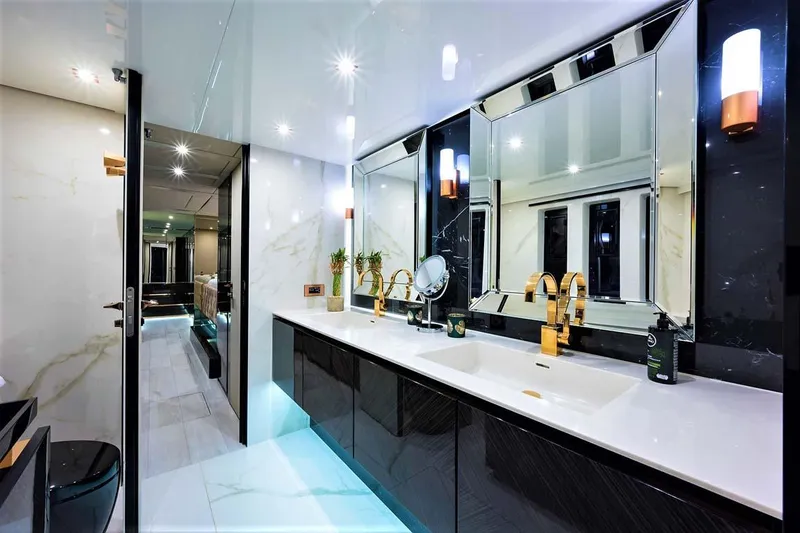 Slide: The Image of Luxurious bathroom interior on 2018 Sunreef 68 Supreme yacht with modern fixtures and elegant design. - 4