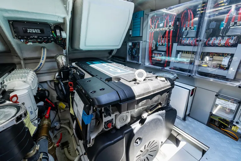 Slide: The Image of Engine room of a 2022 Riva 38 Rivamare yacht with Volvo Penta engine. - 38