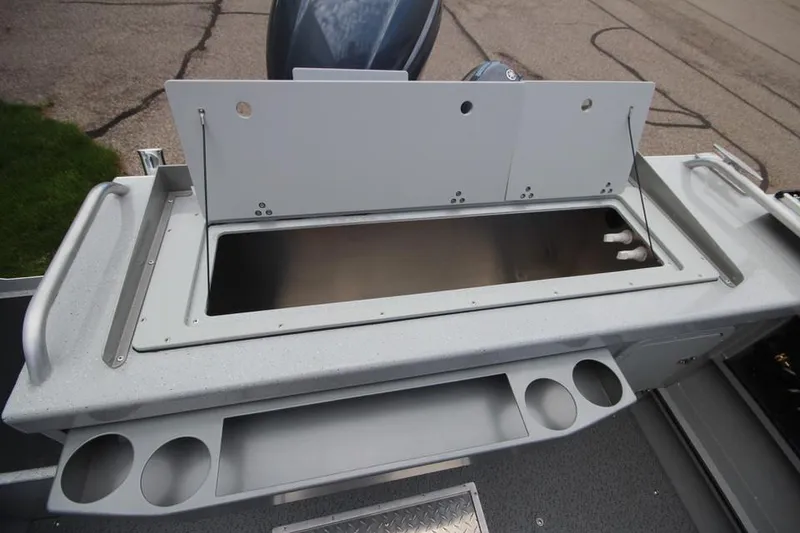 Slide: The Image of 2023 Weldcraft 210 Revolution F200XB Walleye Edition boat storage compartment. - 17