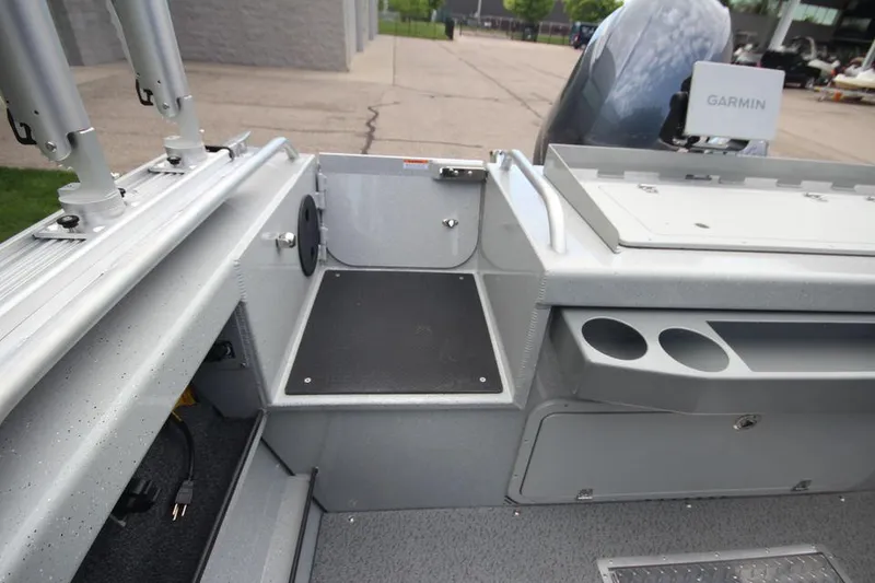 Slide: The Image of 2023 Weldcraft 210 Revolution F200XB Walleye Edition boat interior with Garmin equipment. - 18
