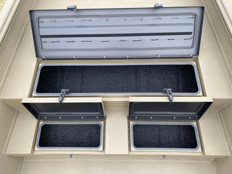 Slide: The Image of 2023 Thor Lake Hammer boat storage compartments. - 17