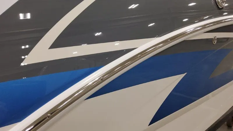 Slide: The Image of 2023 Formula 240 Bowrider in storage facility with multiple boats. - 4