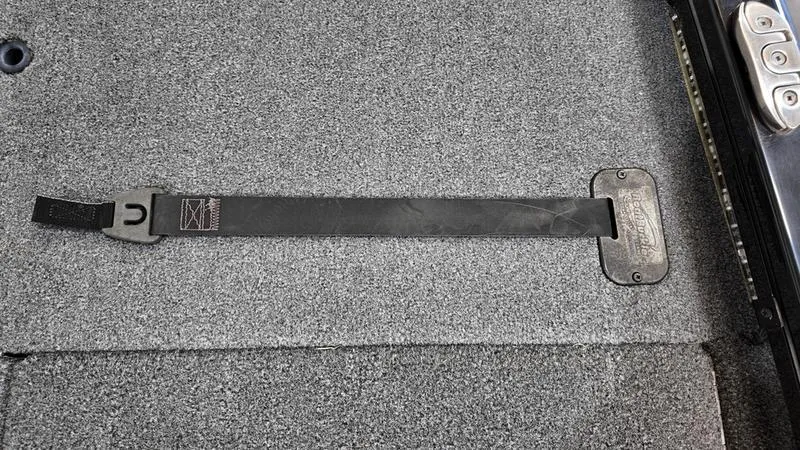 Slide: The Image of Black strap on carpeted surface of 2023 Lowe Stinger 198 boat. - 11