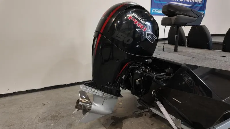 Slide: The Image of 2023 Lowe Stinger 198 with Mercury Pro XS outboard motor. - 5