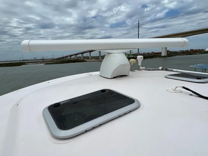 Slide: The Image of 2007 Grady-White Express 360 boat with radar on deck, under cloudy sky. - 41