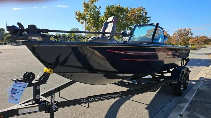 Slide: The Image of 2023 Ranger VS1882SC Angler boat on a trailer in a parking lot. - 5