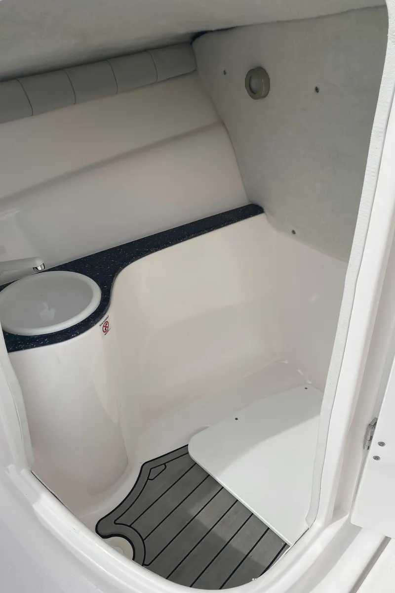 Slide: The Image of 2020 Sea Fox 226 Traveler boat interior cabin with sink. - 11