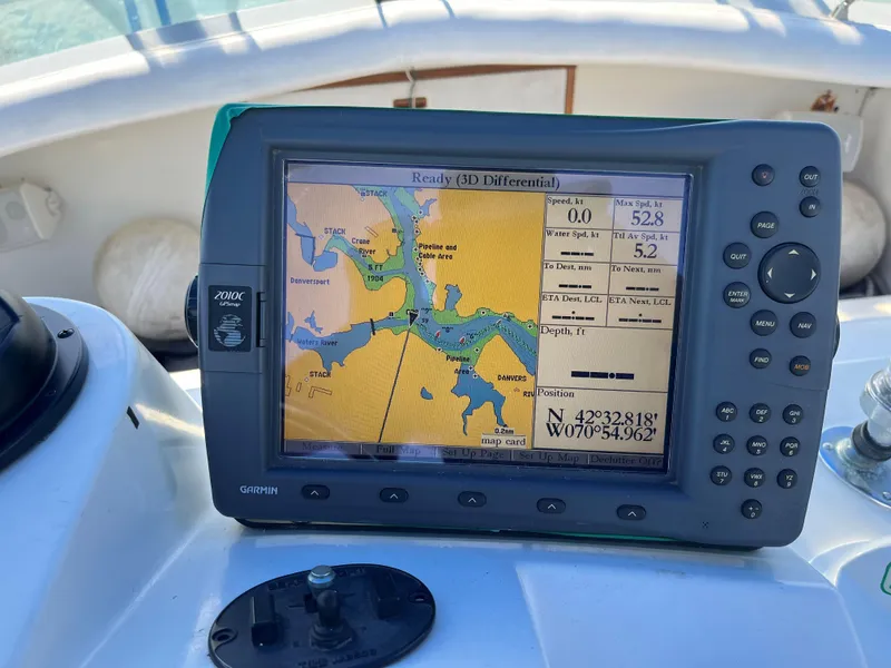 Slide: The Image of GPS navigation system on a 1980 Bertram 33 Sport Fisherman boat. - 6