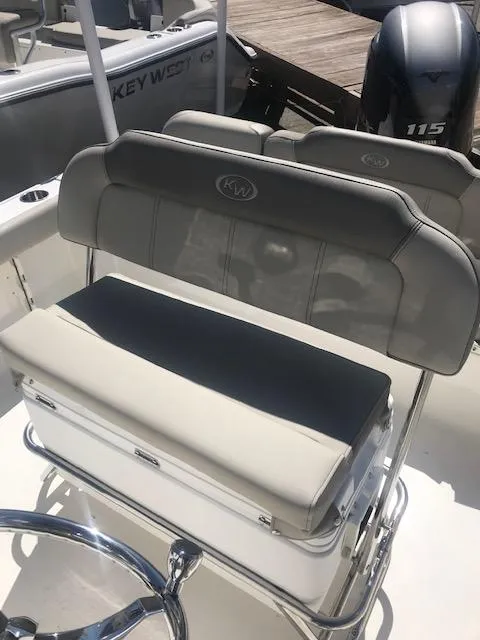 Slide: The Image of 2024 Key West 189 FS boat seating and console. - 12