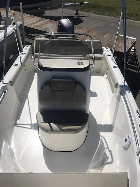 Slide: The Image of 2024 Key West 189 FS boat interior with seating and console. - 9