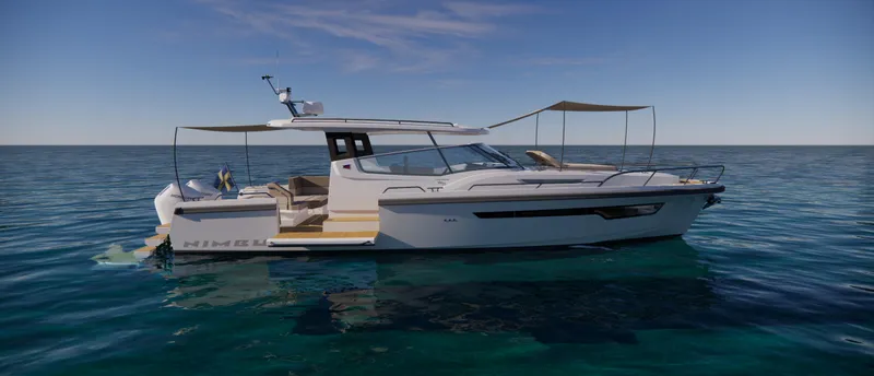 Slide: The Image of 2024 Nimbus W11 yacht on calm ocean waters under a clear sky. - 14