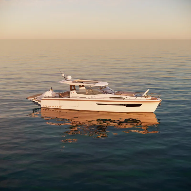 Slide: The Image of 2024 Nimbus W11 yacht on calm sea at sunset. - 5