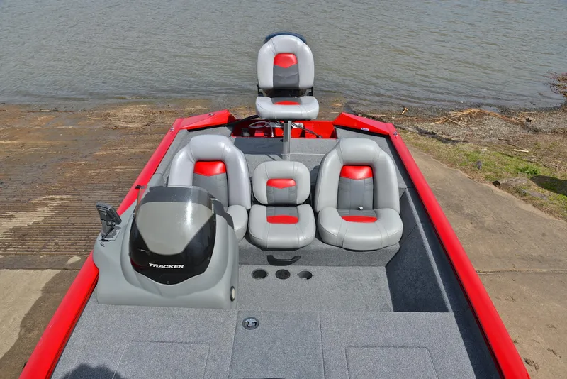 Slide: The Image of 2017 Tracker Pro Team 175 TXW fishing boat with gray and red seating. - 21
