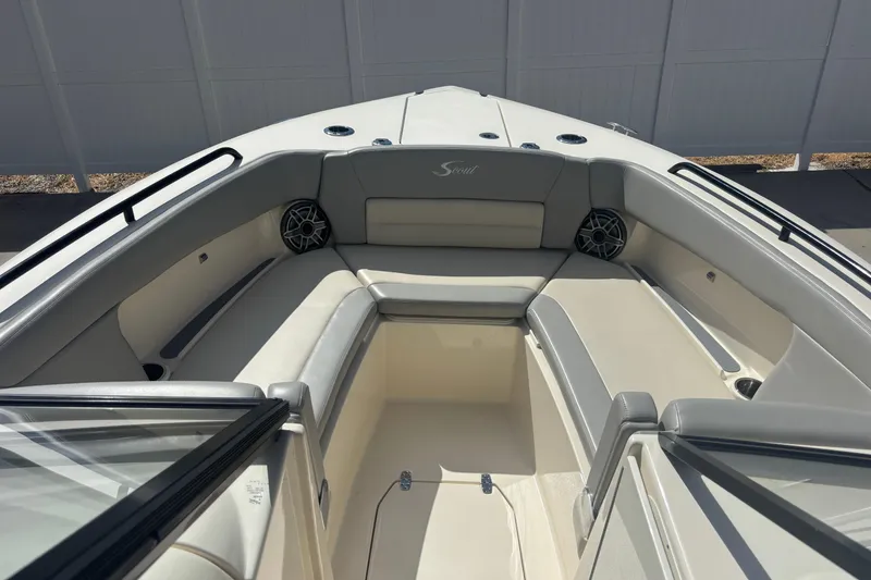 Slide: The Image of 2022 Scout 255 Dorado boat interior with spacious seating and modern design. - 12
