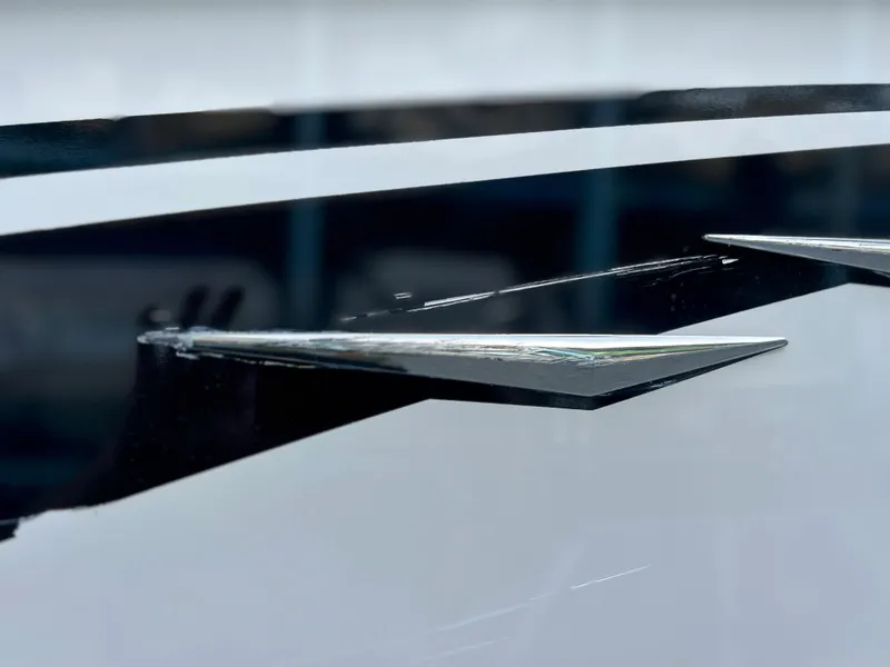 Slide: The Image of Close-up of 2014 Chaparral Sunesta 244 boat's sleek, modern design details. - 16