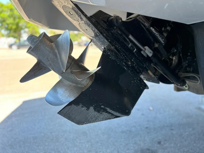 Slide: The Image of Close-up of 2014 Chaparral Sunesta 244 boat propeller and outdrive. - 20