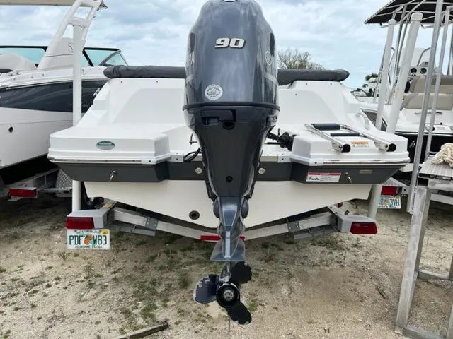 Slide: The Image of 2020 Hurricane SunDeck Sport 185 OB boat with 90 HP outboard motor. - 2