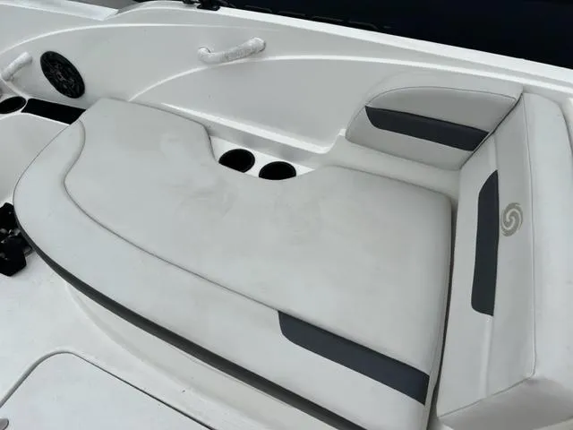 Slide: The Image of 2020 Hurricane SunDeck Sport 185 OB boat seating area with cup holders. - 7