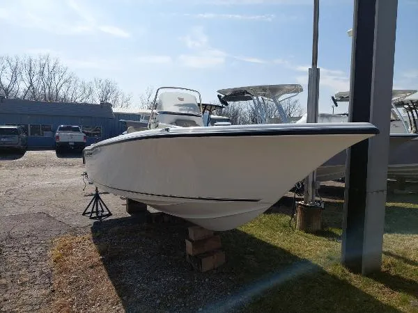 Slide: The Image of 2023 Key West 203 FS boat on display outdoors. - 3