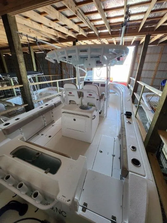 Slide: The Image of 2015 Sea Fox 286 Commander boat in storage shed. - 18