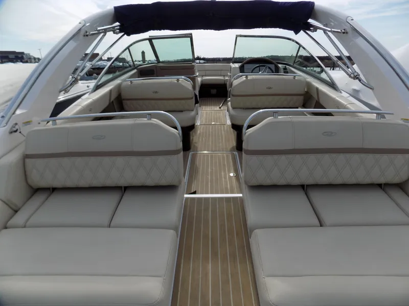 Slide: The Image of 2019 Regal 2800 Bowrider interior with luxurious seating and sleek design. - 4