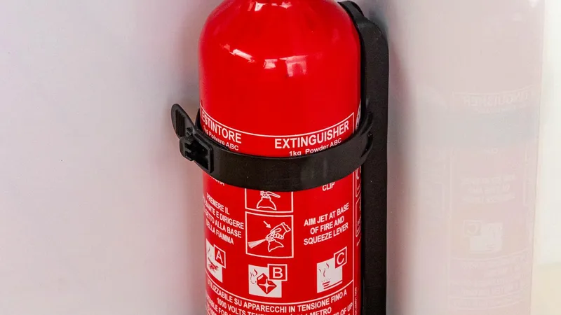 Slide: The Image of Red fire extinguisher on 2023 Alfastreet 21 Open boat. - 16