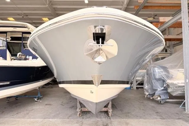Slide: The Image of 2019 Chris-Craft Catalina 30 boat in storage, front view. - 4
