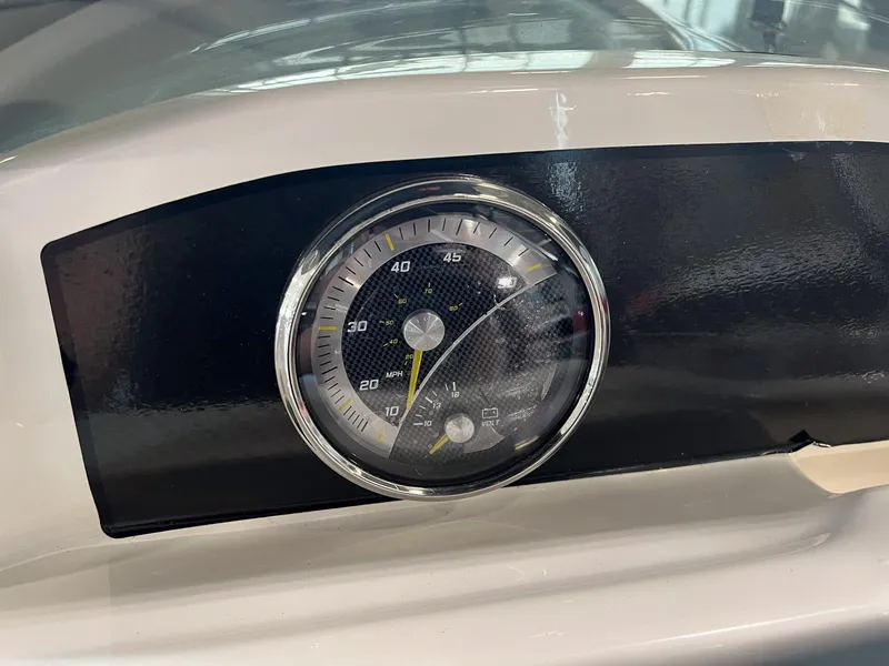 Slide: The Image of Close-up of the speedometer on a 2023 Bayliner Element M15 boat. - 20