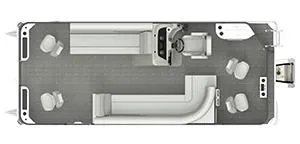 The Image of Top view of 2023 Crest CLASSIC 220 FISH C4 pontoon boat layout. - 1