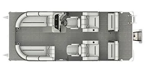 The Image of Top view of 2023 Crest CLASSIC 220 LX SLRC pontoon boat layout. - 1