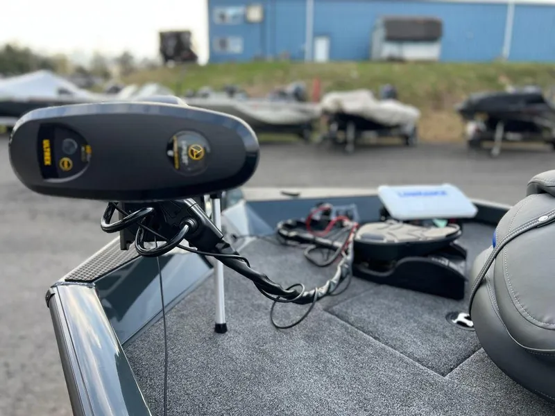 Slide: The Image of 2023 Ranger RT188C boat with trolling motor and electronics on deck. - 10